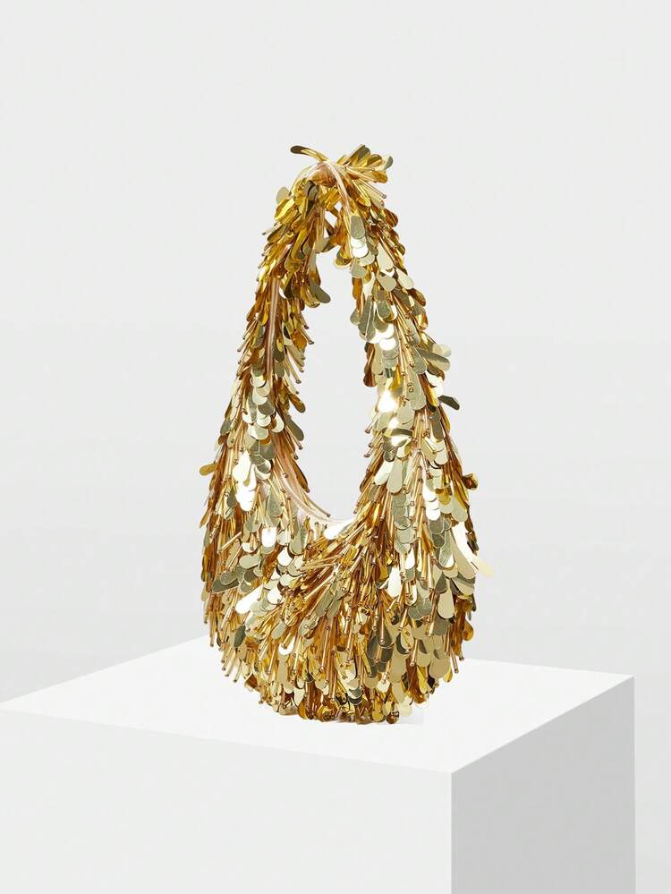 GLOSSY BEADED TASSEL SEQUINED TOTE, HIGH-END BANQUET SHOULDER WOMEN'S BAG