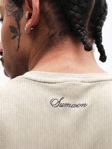 SUMWON Camiseta Henley con botones en el frente, manga corta, textura acanalada, básica y casual, esencial para el verano y la primavera, cómoda y de corte relajado - Albaricoque - Ver 6