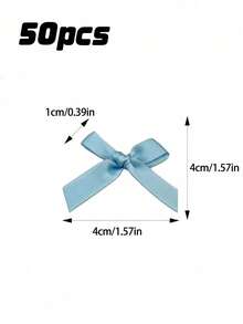 50PCS Red Ribbon Bows Kit - Pre-Curled Gift Wrapping Decor, Wedding Party Hair Clips, All Season Craft Supplies - Light blue. - View 8