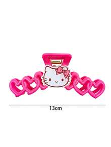 HELLO KITTY AND FRIENDS | SHEIN 1件裝 Sanrio Hello Kitty 玫瑰紅卡通可愛愛心後腦髮夾抓夾 - 玫瑰紅 - 查看 7