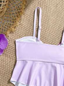 SHEIN Bikini 2 Potong Motif Bunga dengan Tali Bahu Tipis untuk Remaja Perempuan, Musim Semi/Panas - MultiWarna - View 5