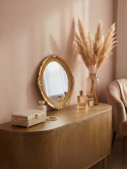 Cirelle 1 chiếc gương oval chạm khắc vàng cổ điển, khung nhựa trang trí cầu kỳ với họa tiết hoa tinh tế, viền đính hạt, gương để bàn và treo tường cho phòng ngủ, phòng khách, lối vào, điểm nhấn trang trí nhà cửa thanh lịch dành cho phụ nữ và người lớn, món quà hoàn hảo cho sinh nhật, ngày lễ tình nhân, tân gia, quà tặng tiệc tùng.