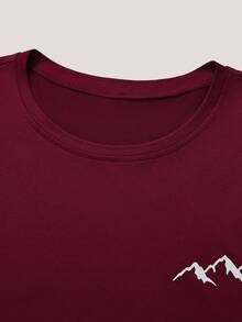 Men's Summer Mountain Print Round Neck Casual Tank Top - Burgundy - View 3