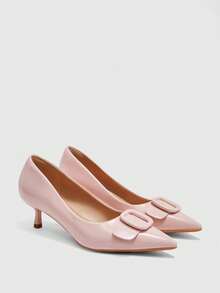 CUCCOO BIZCHIC Buckle Simple And Generous Fashion Versatile Casual Workplace Commuter Women's High Heels Shoes - Pink. - View 7