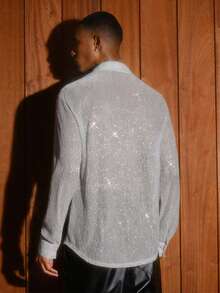 AKNOTIC Camisa casual de punto holgada de manga corta para hombre - Blanco - Ver 2