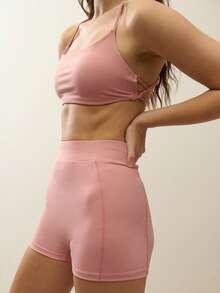 Nöista Part Of A Set, Activewear Bra With Crossing Back Straps. - Dusty Pink - View 4