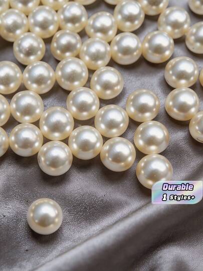 200pcs Beige Pearl Beads, Suitable For Various Craft Sizes 10mm Faux Pearl Beads, Poreless, Used For Jewelry Making, Bracelets, Necklaces, Hair, Decorations, Vase Filling DIY Decoration Kit