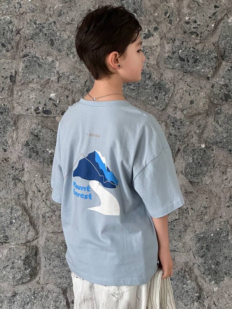 Loose Graphic Print Short Sleeve T-Shirt For Toddler Boys (Plus Size)