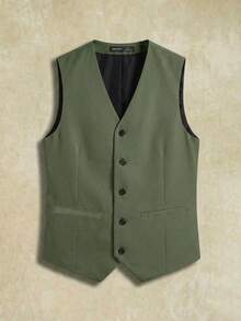 EASEVO Chaleco casual versátil de unicolor con cuello en V y abotonadura sencilla para hombre talla grande - Verde - Ver 4