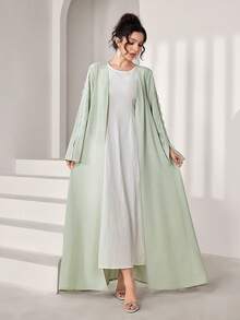 Al Najma Áo Abaya ren phối nhiều mảnh dành cho nữ, thích hợp cho các buổi tụ họp và dạo chơi. - màu xanh lá - Xem 4