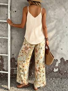 EMERY ROSE Women's Casual Vacation Comfortable Camisole & Pants 2 Pieces Set - Apricot - View 2