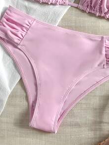Bonvoyette Women's Elegant Casual Vacation Halter Bikini Set, Handmade Rope Island Pool Party Swimsuit - Pink - View 5