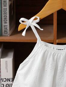 Vestido de tirantes de línea A con estampado floral casual/de fiesta para niñas (talla pequeña) - Blanco - Ver 5