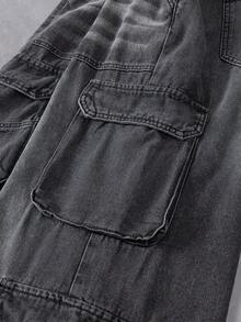 Manfinity Denimwave Quần Jeans Baggy Jeans Nam Màu Đen Thường Ngày Có Nhiều Túi Và Ống Rộng, Quần Cargo Dành Cho Chồng, Quà Tặng Bạn Trai Đi Chơi Đi Làm Đường Phố, Phong Cách Grunge - màu đen - Xem 5