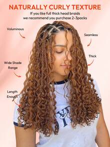 Boho Braids 100% Echthaar zum Flechten für Boho-Zöpfe, Wasserwellen-Locken, Echthaar-Flechthaare, 4 Bündel/Packung, 95g für den gesamten Kopf, braune Bulk-Echthaar-Extensions für nahtlose Zöpfe, nass-wellig, ohne Einschlag, vorsortierte Flechthaare, Echthaar-Extensions für Frauen - S30 - Übersicht 9