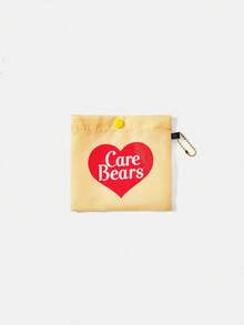 SHEIN X Care Bears 1件女款時尚休閒輕量大容量趣味圖案印花托特包，購物袋，便攜式單肩包，卡片收納袋，購物旅行外出用 - 淺黃色 - 查看 6