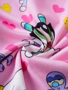 THE POWERPUFF GIRLS X SHEIN Baby Girl Cute Cartoon Print Short Sleeve T-Shirt And Leggings Pajama Set, Suitable For Spring, Summer And Autumn - Multicolor - View 7