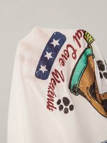 SCOOBY-DOO X SHEIN Women's Fashionable Versatile Asymmetrical Shoulder Letter Print Blouse - White - View 10