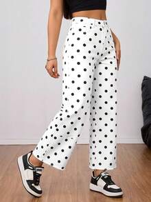 SHEIN Tall 女款波點口袋鈕扣休閒牛仔褲 70年代風 百搭日常穿著 適合週末與夏季 黑白配色 - 黑與白 - 查看 6