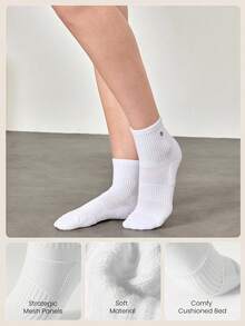 Calcetines deportivos casuales, versátiles y sencillos con diseño de letras - Blanco - Ver 2