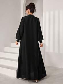 SHEIN Najma Áo Abaya dài tay dáng rộng, thoải mái dành cho nữ - màu đen - Xem 5