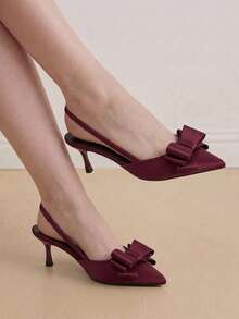 Eladyva vielseitige Pumps mit spitzer Kappe und niedrigem, hoher Absatz, stilvolle professionelle Damenschuhe, elegante, Slipper-Pumps - Bordeaux - Übersicht 3