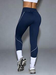 Eassivo Eassivo Quần legging thể thao cạp cao dành cho nữ, thích hợp mặc hàng ngày. - Màu xanh hải quân - Xem 2