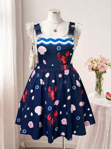Flirla Vestido Casual de Férias Vermelho com Estampa Floral Miúda e Doce para Mulheres Plus Size - Multicolorido - Visão 8