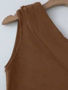 EMERY ROSE Elegant Sexy One Shoulder Pleated Detail Asymmetrical Hem ...