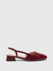 CUCCOO BIZCHIC Women's Pointed Toe Block Heel Colorblock Pumps, Spring/Summer - Bordeaux - View 2