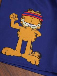 GARFIELD | SHEIN Tween Boy Cartoon Letter Print T-Shirt And Shorts Set - White - View 9