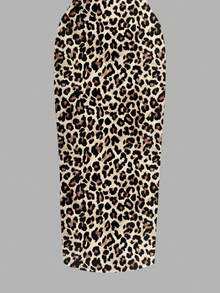 SHEIN EZwear Gaun Slip Bodycon Minimalis Kasual Panjang Motif Leopard, Cocok untuk Musim Panas, Gaun Musim Panas - MultiWarna - View 3