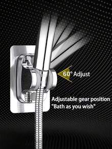 1PC Adjustable Shower Head Holder, Removable Wall Mount Shower Shelf, Universal Punch-Free Shower Bracket, No Drill Fixed Base For Bathroom, Stainless Steel Shower Organizer With Suction Cup, Strong Grip Caddy - Silver - View 11