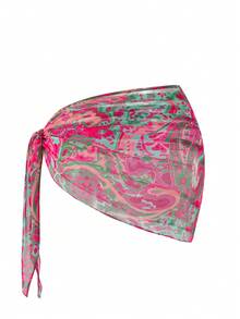 Swim Mod Women's Floral Print Tie Waist Cover-Up & Skirt Set (Print Varies) - Multicolor - View 2