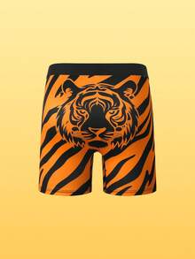 Quần boxer nam in hình hổ, quần lót sọc họa tiết động vật hoang dã, quần boxer dài vừa phải thoải mái. - Màu vàng - Xem 2