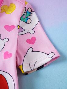 THE POWERPUFF GIRLS X SHEIN Baby Girl Cute Cartoon Print Short Sleeve T-Shirt And Leggings Pajama Set, Suitable For Spring, Summer And Autumn - Multicolor - View 4