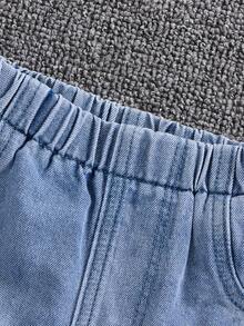 男婴针织条纹开衫上衣和蓝色牛仔短裤两件套 - 彩色 - 查看 5