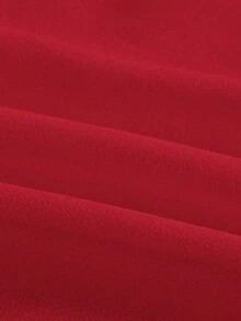Qadelle Blusa corta de manga media con nudo delantero, camisa de mujer de unicolor - Rojo - Ver 4
