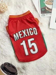 1pc English Letter & Number Combination Size 15 Comfortable Breathable Anti-Slip Pet Vest - Green - View 5