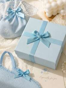 50PCS Red Ribbon Bows Kit - Pre-Curled Gift Wrapping Decor, Wedding Party Hair Clips, All Season Craft Supplies - Light blue. - View 5