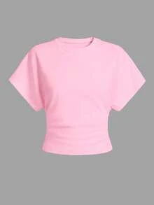 Airaco 2 buah Kaos Kasual Lengan Pendek Model Batwing Warna Polos untuk Wanita - MultiWarna - View 4