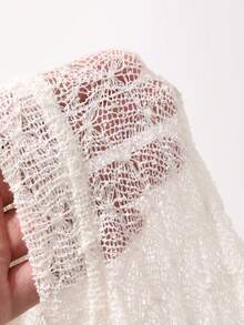 Cárdigan de punto de manga larga y transparente de estilo coreano casual y texturizado para mujer - Albaricoque 2 - Ver 3