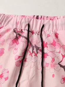 Manfinity RSRT Men's Floral Print Short Sleeve Button-Down Shirt And Shorts Casual Suit, Holiday - Pink - View 7