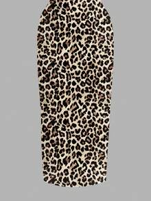 SHEIN EZwear Gaun Slip Bodycon Minimalis Kasual Panjang Motif Leopard, Cocok untuk Musim Panas, Gaun Musim Panas - MultiWarna - View 5