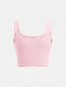 SHEIN Girlism 2pcs/Set Tween Girls' Fitted Casual Round Neck Tank Top And Bike Shorts, 2 Colors - Multicolor - View 12