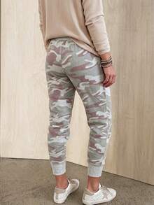 EMERY ROSE Quần jogger nữ họa tiết rằn ri, cạp chun, kiểu dáng thường ngày, đa năng. - Xám - Xem 2