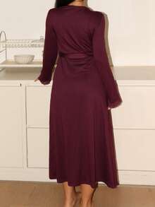 SHEIN Áo choàng tắm ren Pháp mềm mại và thoải mái - Màu tím - Xem 2
