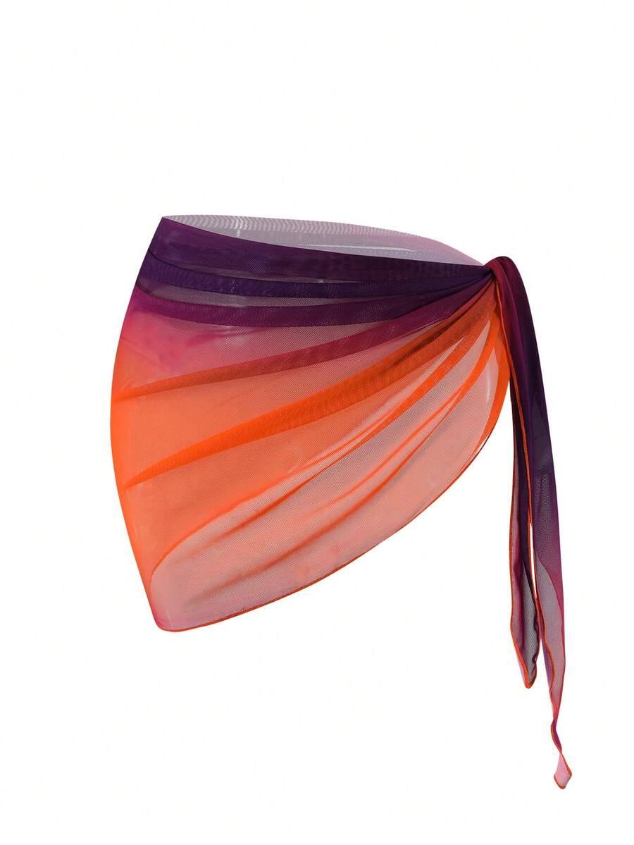 Swim Mod Bộ áo khoác ngoài và chân váy buộc eo in họa tiết ombre dành cho nữ (Họa tiết ngẫu nhiên) - Nhiều màu - Xem 1