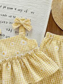 SHEIN LMoss Kids LMoss Baby Girls Summer Cute Striped Camisole And Elastic Waist Pants 2 Pieces Set - Multicolor - View 8