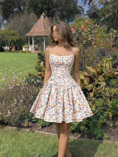 SHEIN MOD Women's Floral Print Contrast Color Elegant Lace Slip Dress,Spring/Summer Outfits For Women,Beach Outfit,Holiday,Vacation,Y2k,Outfits For Women,Women Clothes, White Tops, Luxury,Country Concert Outfit ,Graphic Set,Floral Dresses For Women,Spring Outfits For Women Dresses,Resort Dresses For Women,Young Lady,Tea Party ,Romantic,Cottagecore,Floral, Floral Formal Dresses For Women, Prom Dresses For Women,Summer Dresses For Women